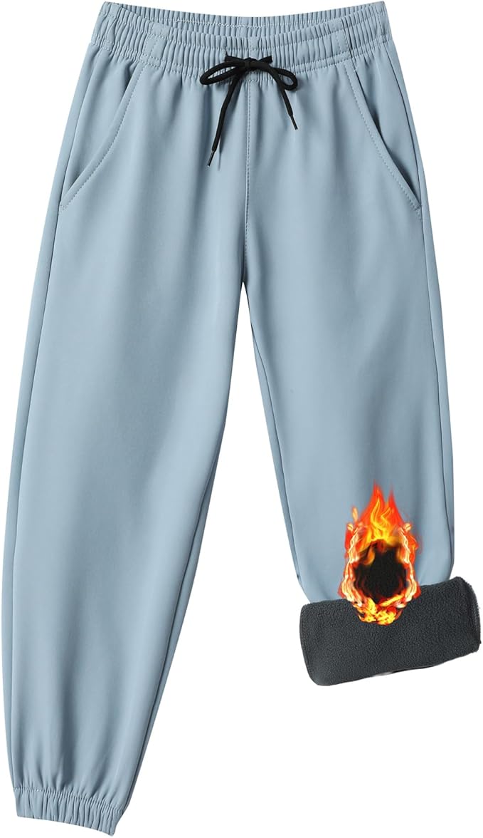 Toddler Fleece Lined Warm Joggers for Baby Boys Girls Thermal Winter Sweatpants Kids Hiking Pants