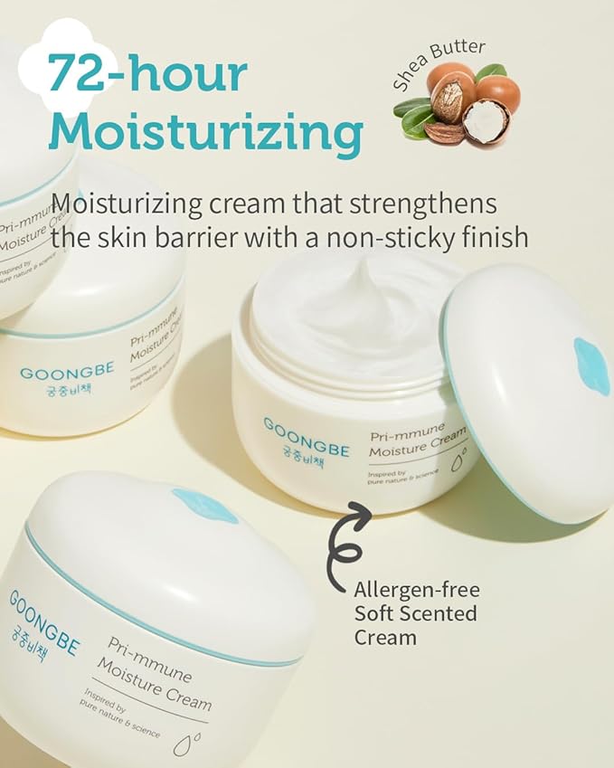 GOONGBE Pri-mmune Moisture Cream - Korean Baby Body Cream with Shea Butter - Hypoallergenic Gentle Daily Moisturizer for Dry Skin - Fast Absorbing, Naturally Derived Non-Sticky Cream, 6.1oz.