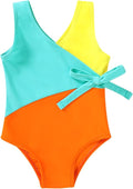 Happy Town Toddler Swimsuit Girl One Piece Bathing Suit Color Block Swimwear Baby Summer Beach Wear
