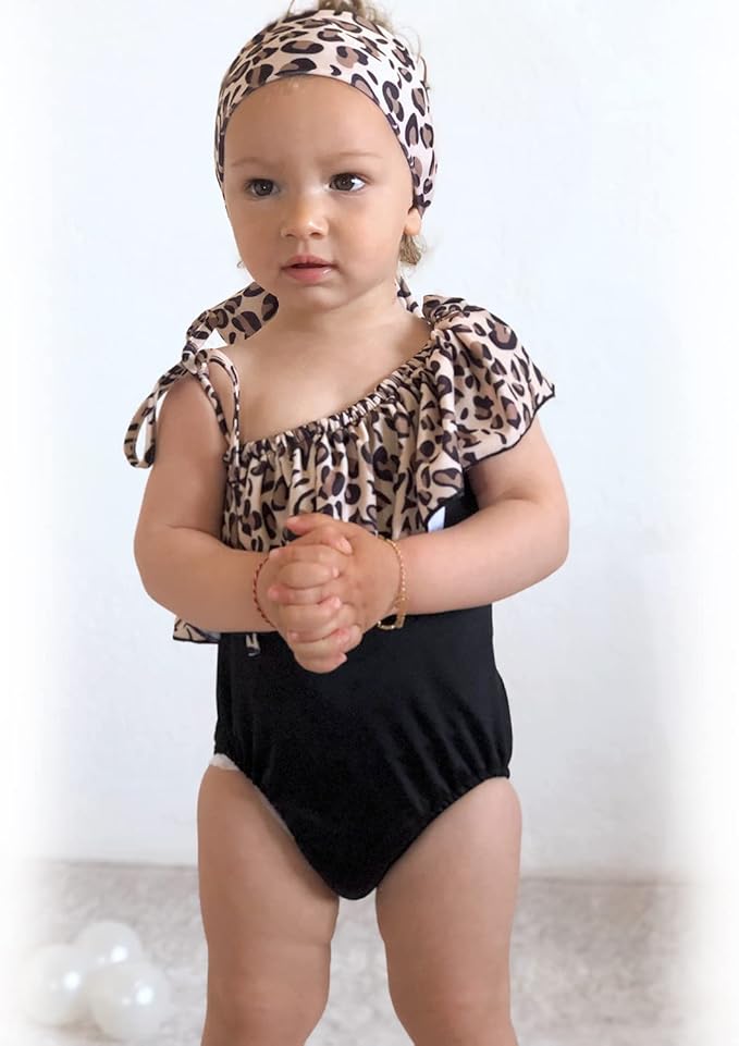 Toddler Baby Girls Ruffles Bikini One Piece Swimsuits Floral Off Shoulder Swimwear Beach Bathing Suit