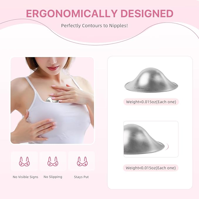 Silver Nursing Cups - Nipple Shields for Nursing Newborn - Breastfeeding Essentials - Newborn Essentials - 925 Silver Nipple Covers (Regular)