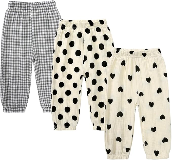 MYGBCPJS Baby Boys Girls Cotton Linen Trousers Kids Casual Ankle Pants Loose Long Bloomers