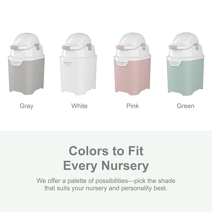 Foundations Mini Diaper Pail with Airtight Lid - Durable & Odorless Diaper Disposal, Large Capacity, Holds up to 30 Newborn Diapers, Refill with Any Bags - White