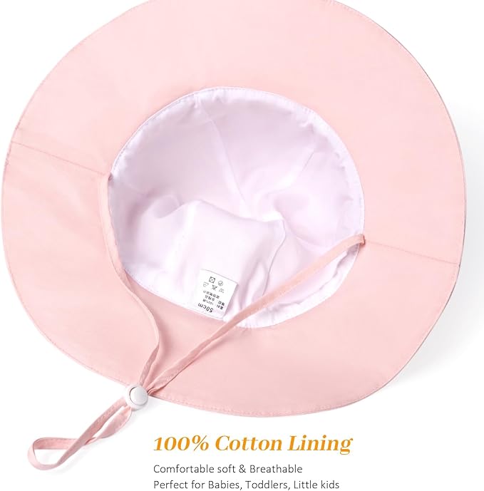 Baby Girl Sun Hat Summer Foldable Beach Hats with UPF50+ Sun Protection Wide Brim Toddler Bucket Hat Cap
