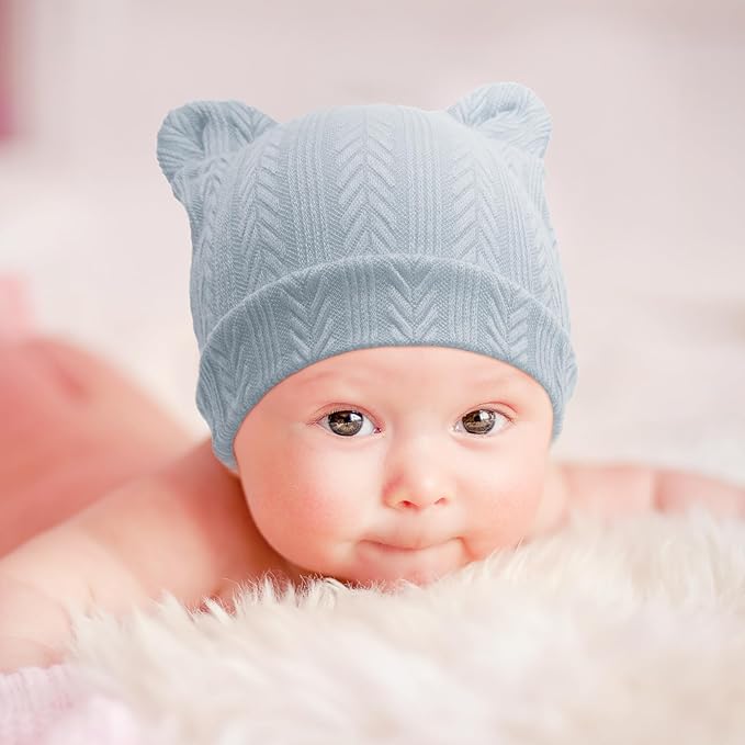 DRESHOW BQUBO 6 Pack Baby Hats for Boys Girls Unisex Baby Hat Soft Knit Cap Nursery Beanie for Newborn Infant Toddler Kid