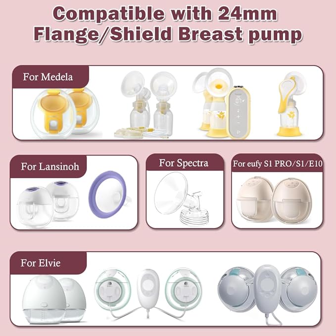 Flange Insert 16mm 6pcs Compatible with Momcozy M5/M9/M6/S12 Pro/V1 Pro/V2 Pro,for Spectra/Medela/MomMed/eufy/Lansinoh/Elvie Breast Pump, Fit for 24mm Flange/Shield of Most Pumps, Breastfeeding Parts