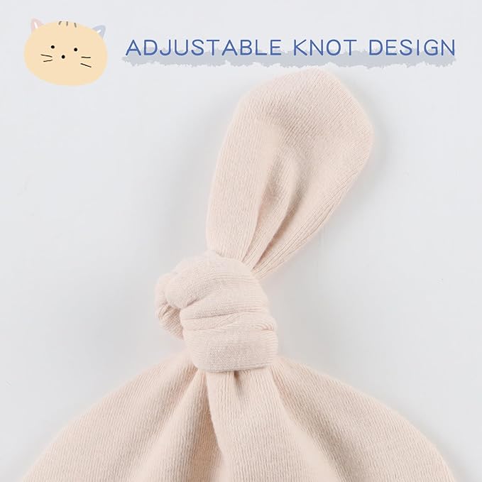 JANGANNSA Newborn Baby Hat Infant Baby Boys Beanie Top Knot Stretchy Hats for Girls 100% Organic Cotton