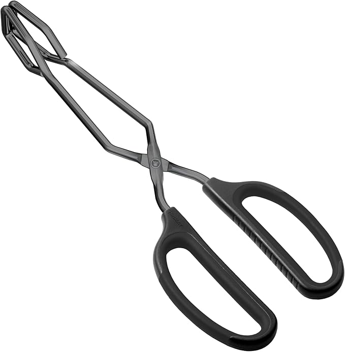 10" Stainless Steel Scissor Tongs with Comfort-Grip Handle (Black)