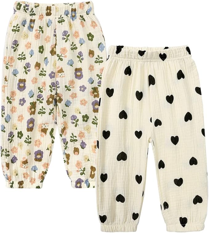 MYGBCPJS Baby Boys Girls Cotton Linen Trousers Kids Casual Ankle Pants Loose Long Bloomers