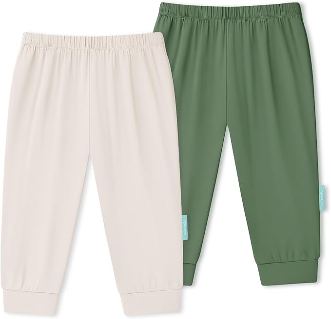 PurComfy Supersoft Baby Pants, 2-Pack Premium Bamboo Viscose Jogger Pants, Elastic Waist, Unisex 0-24 Months
