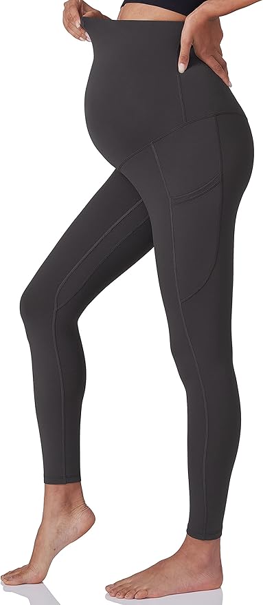 POSHDIVAH 3 Pack Women's Maternity Workout Leggings Over The Belly Pregnancy Yoga Pants with Pockets