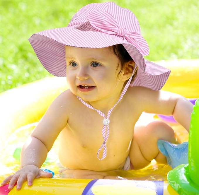 Baby Girl Sun Hat Summer Foldable Beach Hats with UPF50+ Sun Protection Wide Brim Toddler Bucket Hat Cap