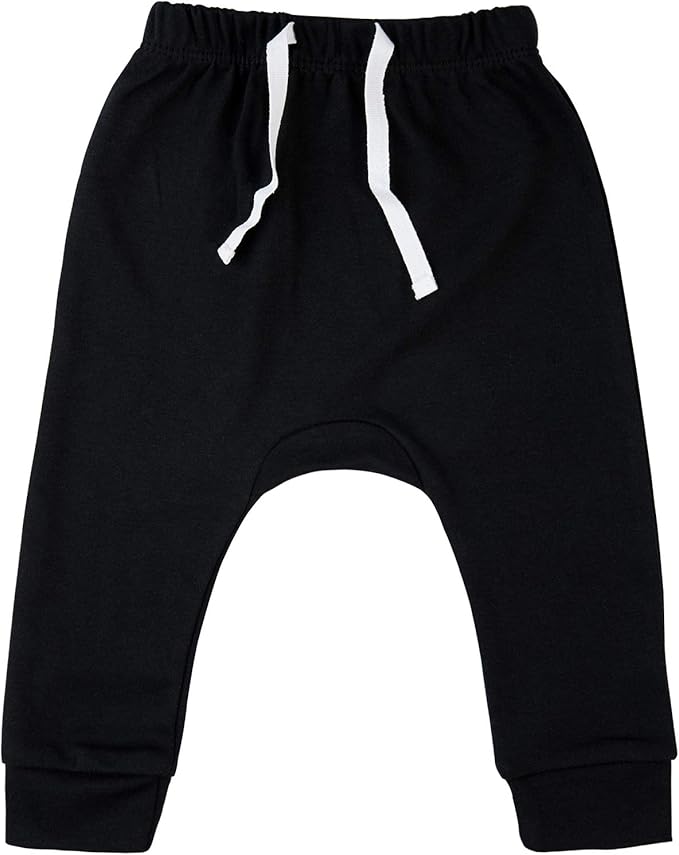 SOBOWO Newborn Baby Boy Girl 3-Pack Joggers Infant Baby Cotton Harem Pants for Toddler Boys Girls 0-3T Interlock 195 GSM