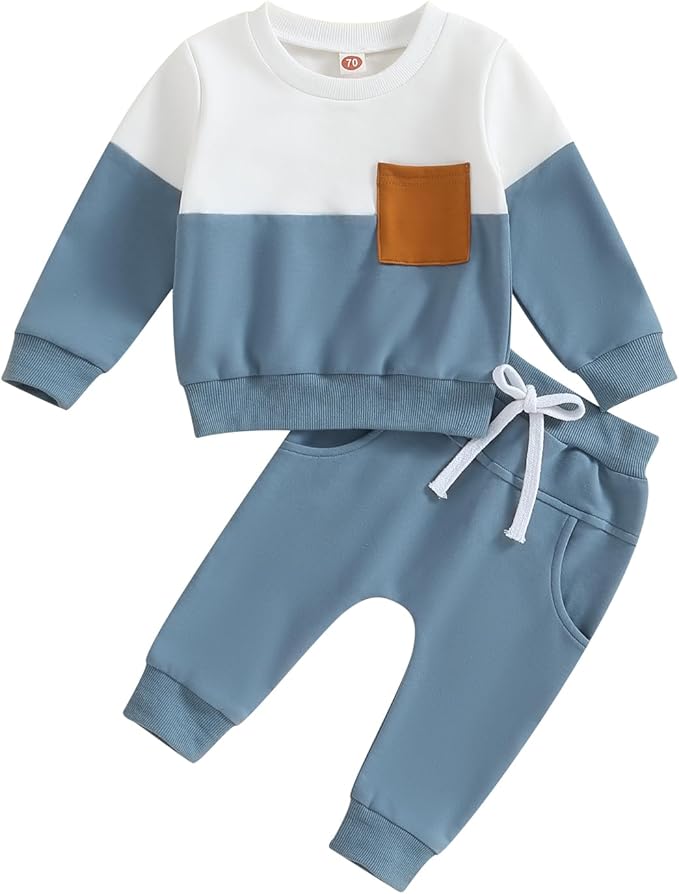Toddler Baby Boy Fall Outfits Long Sleeve Crew Neck Pullover Sweatshirt + Jogger Pants Set Infant Winter Clothes