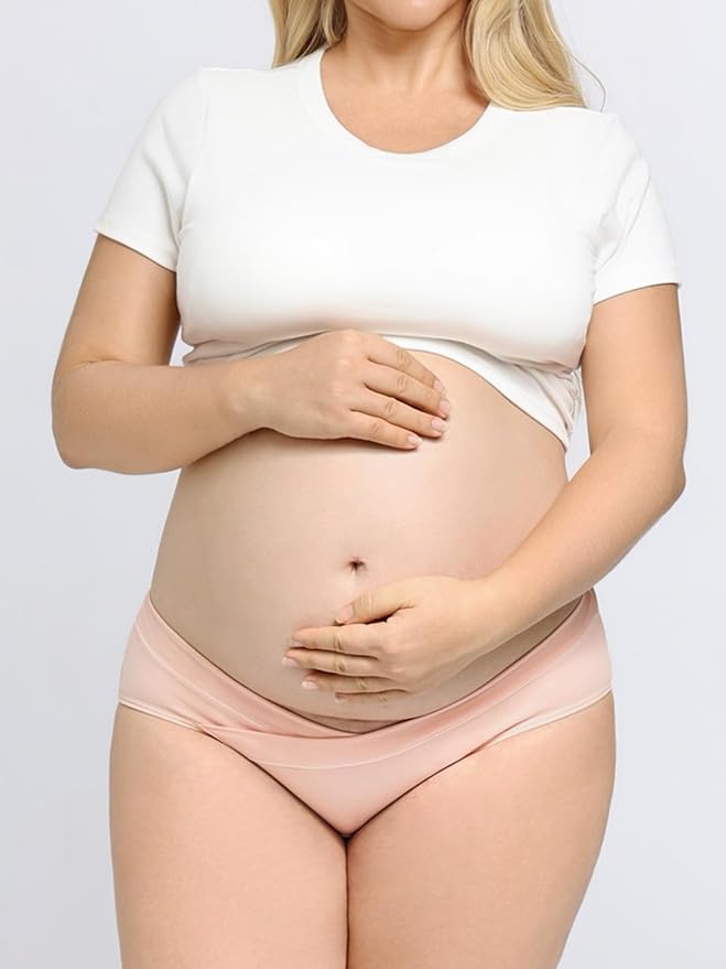 Angelhood 6 Pack Womens Cotton Maternity Underwear,Healthy Maternity Pregnancy Panties Postpartum Mother Under Bump Underwear