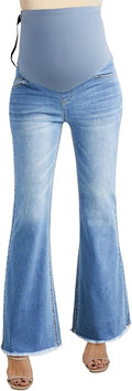 BLENCOT Maternity Jeans for Women Over Belly Pregnancy Pants Comfy Pregnant Jeans Flare Denim Jeans with Pockets