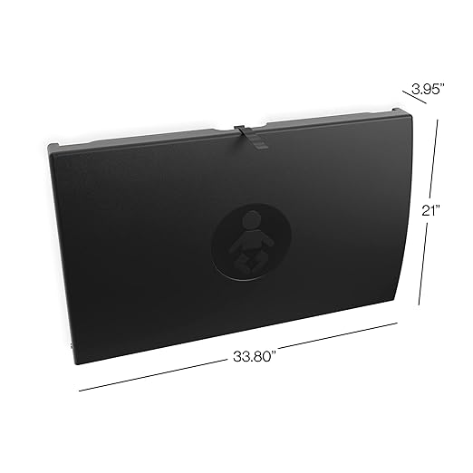 Foundations Elements Horizontal Wall Mounted Baby Diaper Changing Station & Liner Dispenser, Oversized Changing Surface, One Person Installation, Black (300-EHLD-02)