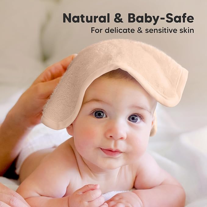 6-Pack Baby Washcloths - Soft Absorbent Viscose from Bamboo Wash Cloths for Babies, Kids, Toddlers, Infant, Newborn Bath Towels, Gentle on Sensitive Skin, 10x10 Reusable Face Towels (Peachy)