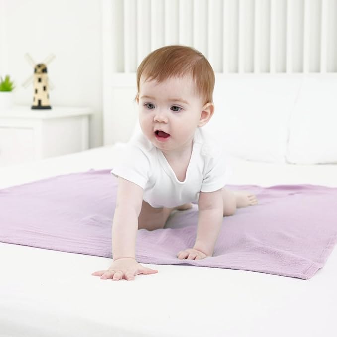 Muslin Swaddle Blankets for Newborns, 2 Pack Large 40 x 40 Inches, 100% Cotton Receiving Blankets, Soft and Breathable Baby Swaddles, Baby Essentials for Girls, Shower Gift, Pink and Purple