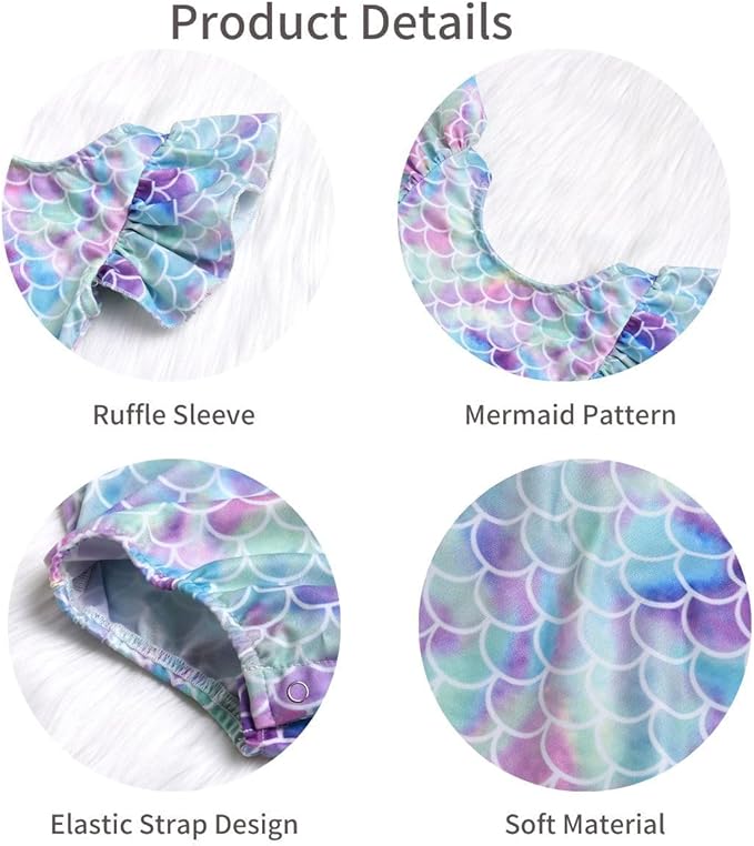 Toddler Girl Baby Ruffles Mermaid Fish Scale Swimsuit One Piece Swimwear Bathing Sunsuit