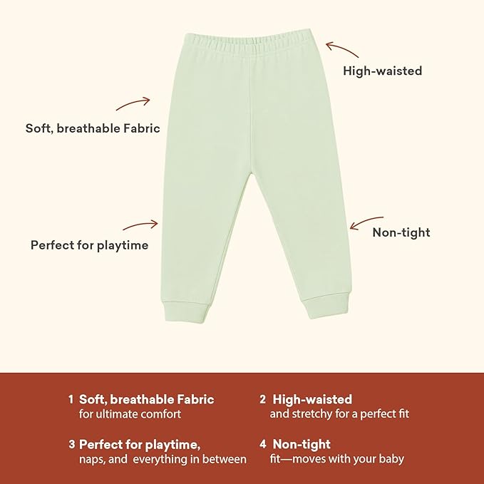 Baby Toddler Joggers Soft Pants for Boys and Girls, 0–24 Months, 2T–4T (3-Pack)