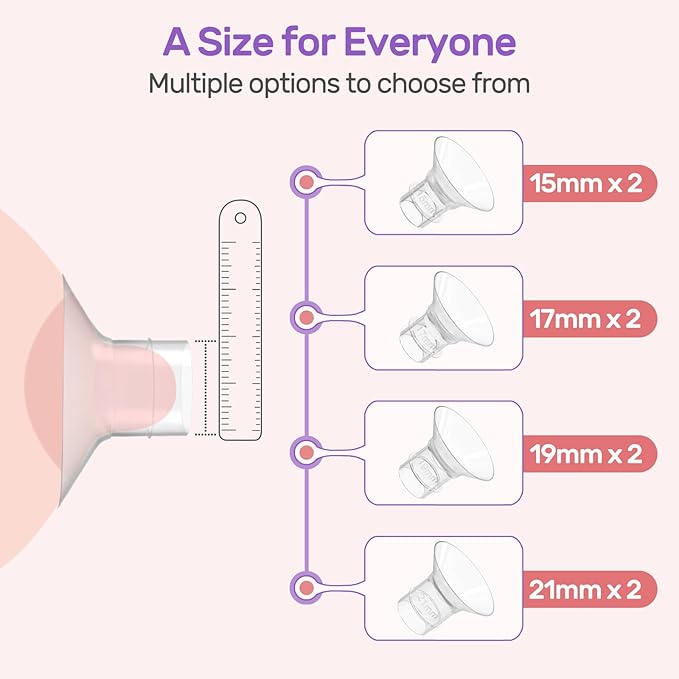 Nuliie 8PCS Silicone Flanges Insert Replacement Kit, Flange Sizing Kit 15/17/19/21mm for 24mm Flange/Shield Breast Pumps, Pumping Essential Kit for Moms