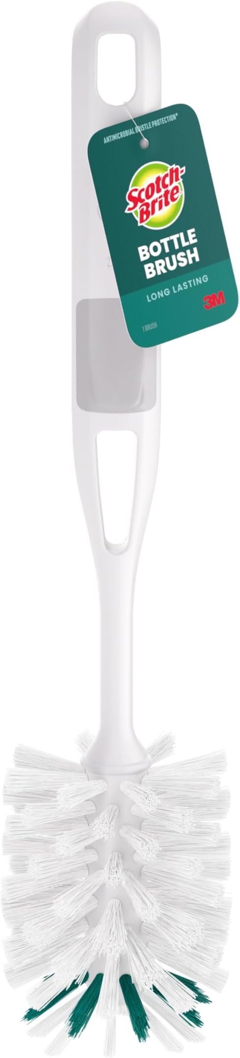 Scotch-Brite Glass and Water Bottle Brush, Long-Lasting, Safe on Glassware, Shaker Bottles, Food Processors, & More, Non-slip handle, Durable, Reusable, Clean in Top Rack of Your Dishwasher