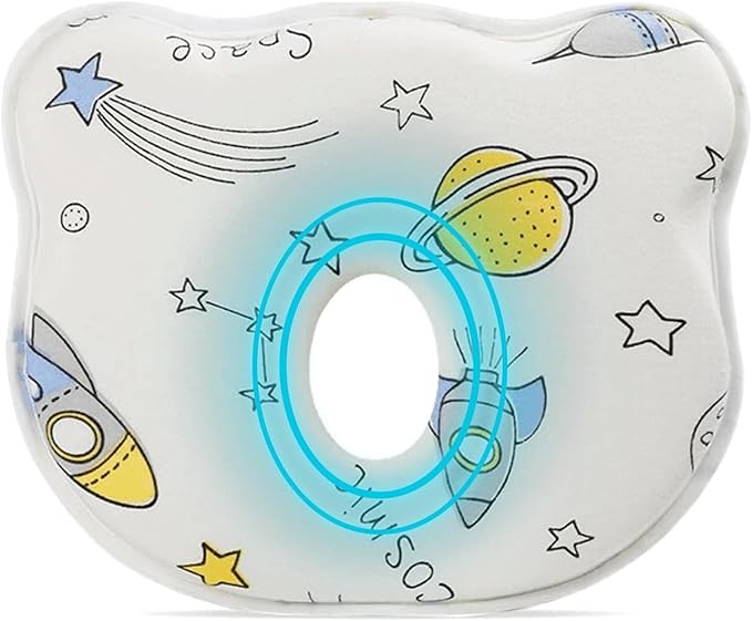 Baby Pillow,Cute Cartoon Bear Soft and Cozy Shaping Pillow, Breathable Bedding Set for Infants for Small Boys and Girls Prevent Flat Head