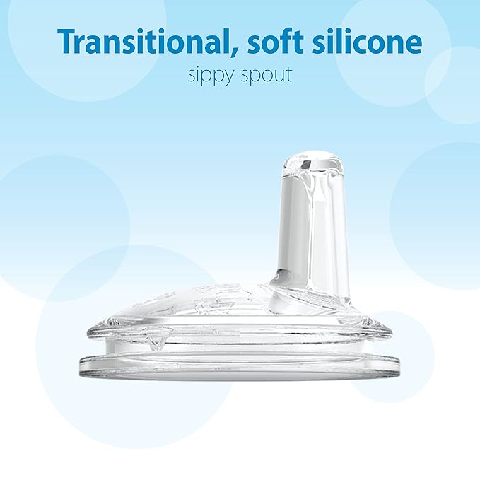 Dr. Brown's Milestones Wide-Neck Sippy Spout Bottle with 100% Silicone Handles, Easy-Grip Handles with Soft Sippy Spout, 9oz/270mL, Green, 1-Pack, 6m+