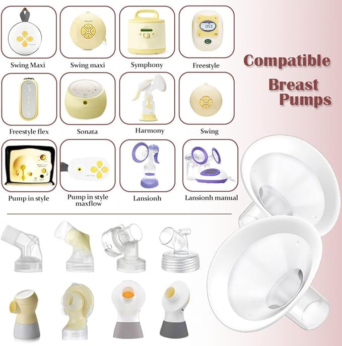 2pcs 30mm Soft Rim Flanges with 106 Degree Wider Opening Angle for Medela Breast Pump, PersonalFit, Freestyle, Maxflow, Freestyle Flex Swing Maxi Connector,Lansinoh Signature Pro