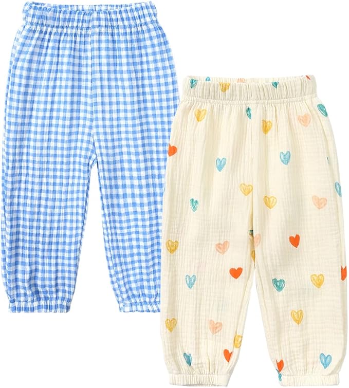 MYGBCPJS Baby Boys Girls Cotton Linen Trousers Kids Casual Ankle Pants Loose Long Bloomers