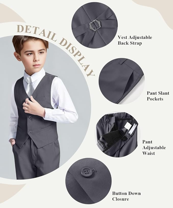 Visaccy Boys Suits Slim Fit Dress Clothes Ring Bearer Outfit