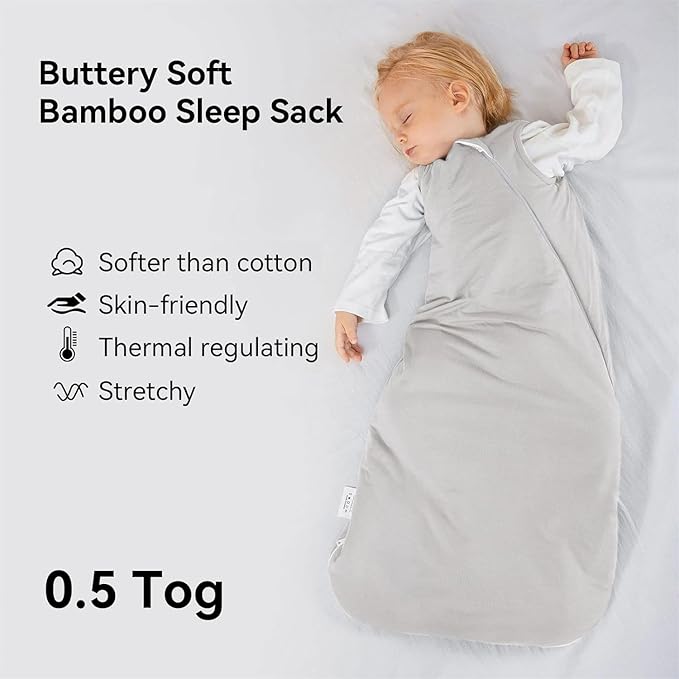 BubblePanda Rayon Made from Bamboo Sleep Sack 0-6 Months 0.5 Tog Soft Newborn Sleep Sack 3-6 Months for Infant Babies 2-Way Zipper Wearable Blanket Baby 0-3 Months