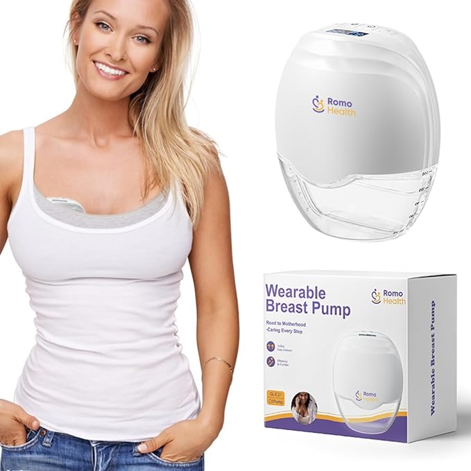 ROMO-GLE/21 Breast Pump Hands Free, Wearable Breastfeeding Pump, Electric Breast Pumps with 3 Modes & 8 Suction Levels, Smart Display, Leak-Proof Design & 3 Flange Inserts(17mm, 19mm, 21mm), 1 Pcs