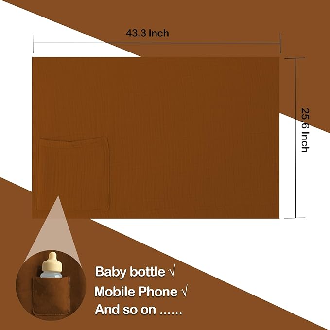 Muslin Nursing Covers for Breastfeeding, Arch Neckline Breast Feeding Covers for Women, Moms Privacy Breathable Summer Nursing Apron, 43.3" x 25.6" Soft Feeding Cover (Dark Brown)