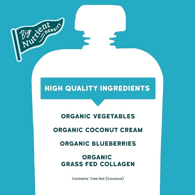 Serenity Kids 6+ Months Dairy-Free Smoothie Baby Food Pouch - USDA Organic & Grass-Fed Collagen Protein - Berry Butternut Flavor - Portable Toddler Snacks - 3.5 Oz, 12 Pack