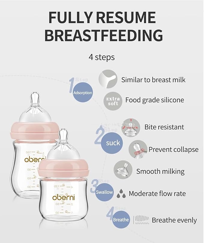 Glass Baby Bottles,Anti Colic Breastfeeding Bottle with Natural Response Nipple Size S,Wide Neck Slow Flow Baby Bottle for Baby,Newborn,Preemie 0-3 0-6 Month,BPA Free (Blue, 1 Pack, 4 Ounce)