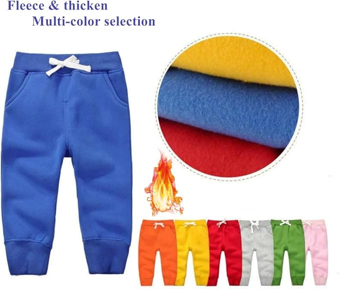 CuteOn Unisex Toddler Jogger Pants Kids Cotton Elastic Waist Winter Baby Sweatpants Pants 1-5Years