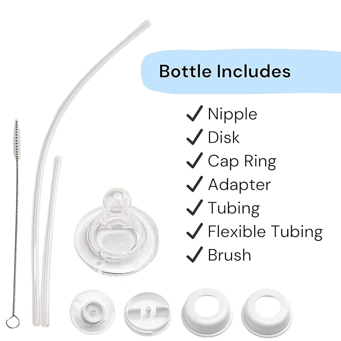 Hands-Free Baby Bottle - Anti-Colic Nursing System 9 oz Baby Bottle with Fast Flow Nipple/Teat 3m+ Infant with Tube Straw Feeding System for Toddler (3 Pack - Classic)