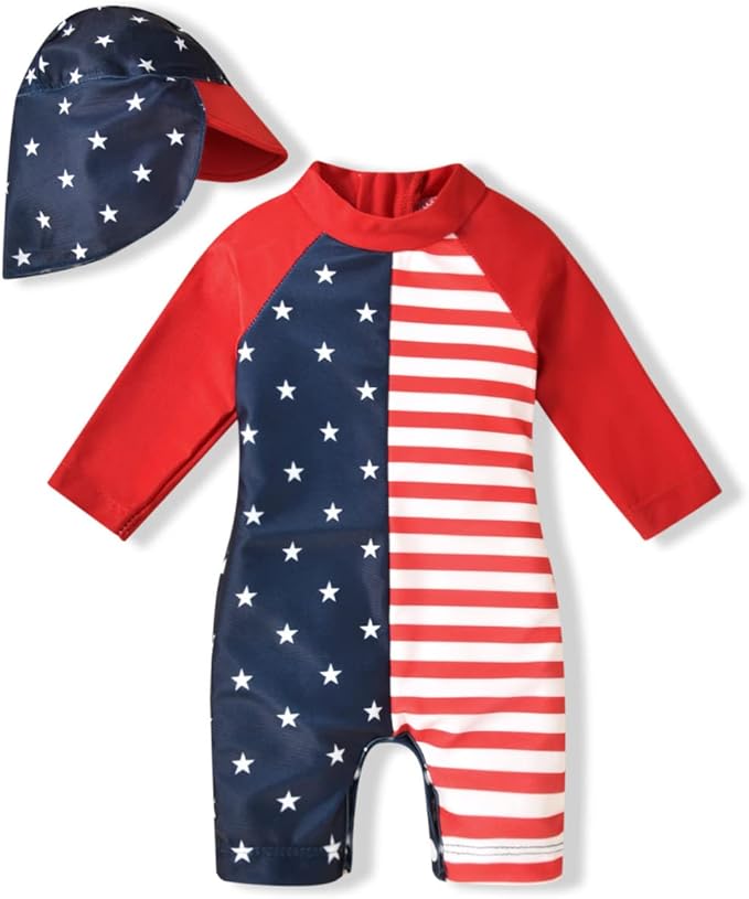 Aalizzwell Baby Girls Long Sleeve One Piece Bathing Suit with Hat