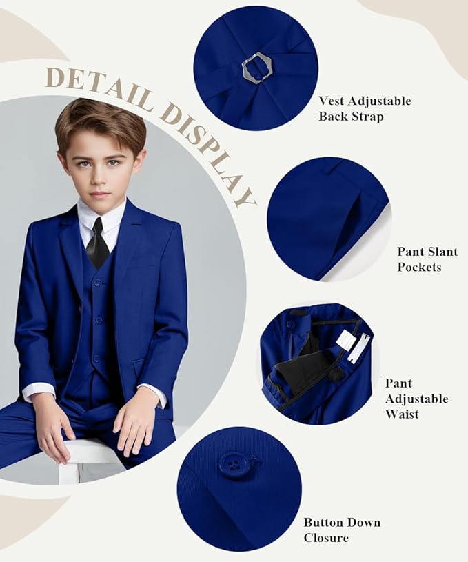 Visaccy Boys Suits Slim Fit Dress Clothes Ring Bearer Outfit