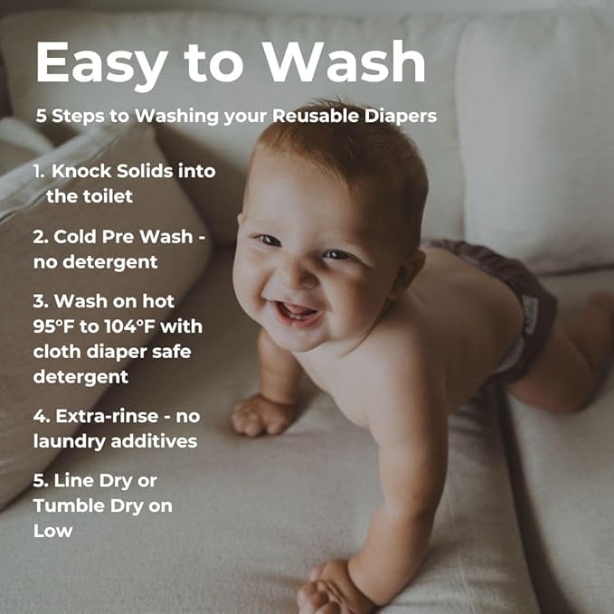 Nora's Nursery Cloth Diapers 7 Pack with 7 Inserts & 1 Wet Bag - Waterproof Cover, Washable, Reusable & One Size Adjustable Pocket Diapers for Newborns and Toddlers - Oasis