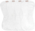 WeeSprout Unisex Organic Towel Cotton Burp Cloths, Set of 4, Four Ultra-Absorbent Layers Keep Clothes Dry, Button Transforms into Baby Bib, Machine Washable & Dryer Safe (White Set, Full)