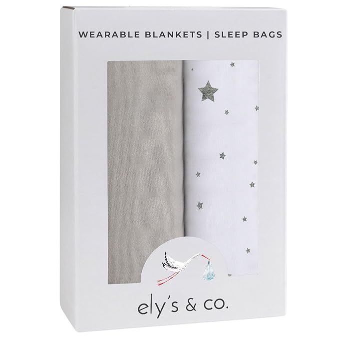 Baby Wearable Blanket - Baby Sleep Sack 100% Cotton - Sleep Sack 3-6 Months - Comfy Soft Lightweight, 2-Pack Set Gender Neutral Grey