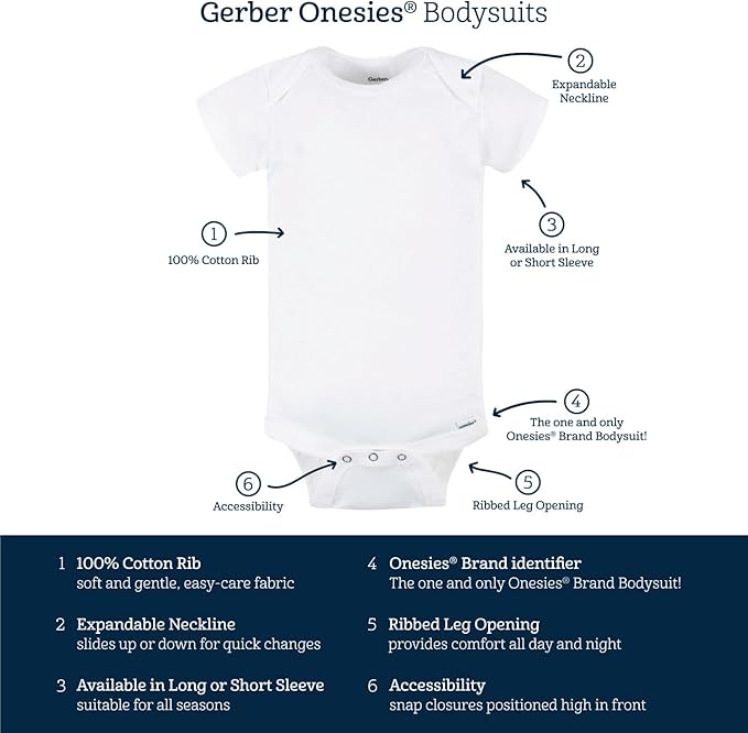 Gerber unisex-baby 8-pack Short Sleeve Onesies Bodysuits