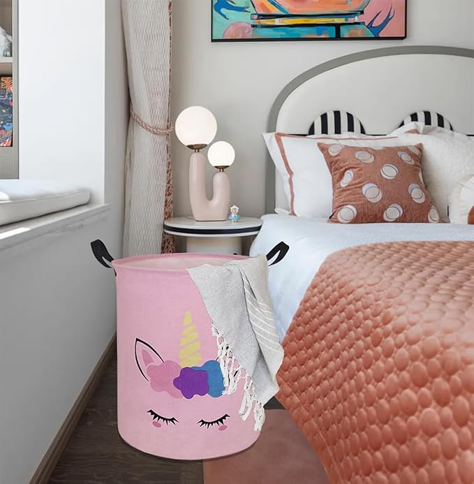 Round Laundry Hamper Storage Basket Laundry Organizer Hamper Storage Bins Clothes and Toys Box Nursery Hamper Gift Basket For Kids with Handles