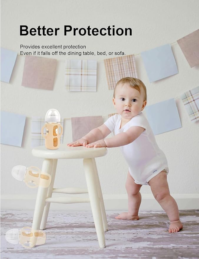 2-Pack Silicone Sleeves for Philips Avent Glass Bottles, BPA-Free Drop-Resistant Baby Bottle Sleeves with Handles, Compatible with Philips Avent Natural Glass Baby Bottles (8 oz)