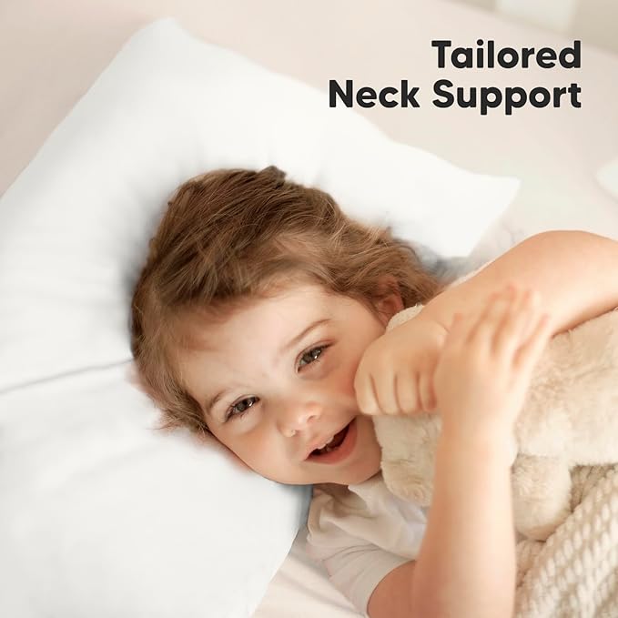 KeaBabies Toddler Pillow with Pillowcase, Jumbo 14X20 - Soft Organic Cotton Toddler Pillows for Sleeping - Machine Washable - Perfect for Travel, Toddler Bed Set (Soft White)