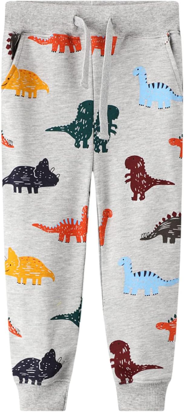 LOKTARC 2 Pack Boys Drawstring Sweatpants Cute Pattern Cotton Sport Jogger Pants