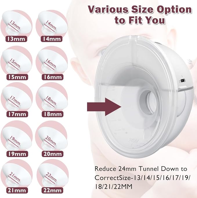 Flange Insert 21mm 6pcs Compatible with Momcozy M5/M9/M6/S12 Pro/V1 Pro/V2 Pro,for Spectra/Medela/MomMed/eufy/Lansinoh/Elvie Breast Pump, Fit for 24mm Flange/Shield of Most Pumps, Breastfeeding Parts